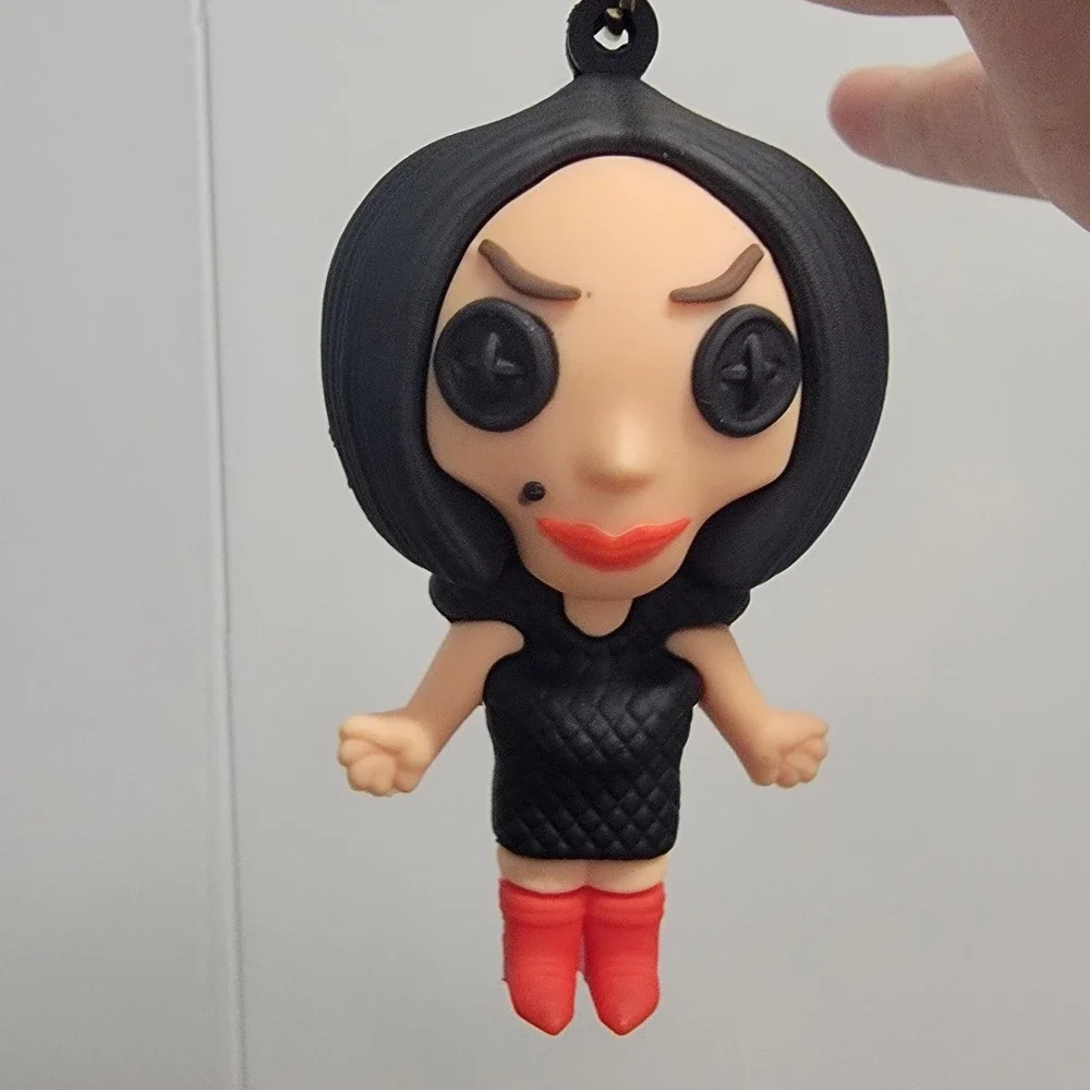 NEW Coraline & Beldam Keychain Charm 3D Silicone Button Eyes Or Purse Charm 2 Pc